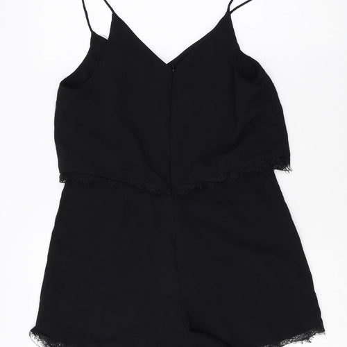 Easy Wear Womens Black Polyester Playsuit One-Piece Size 38 Zip