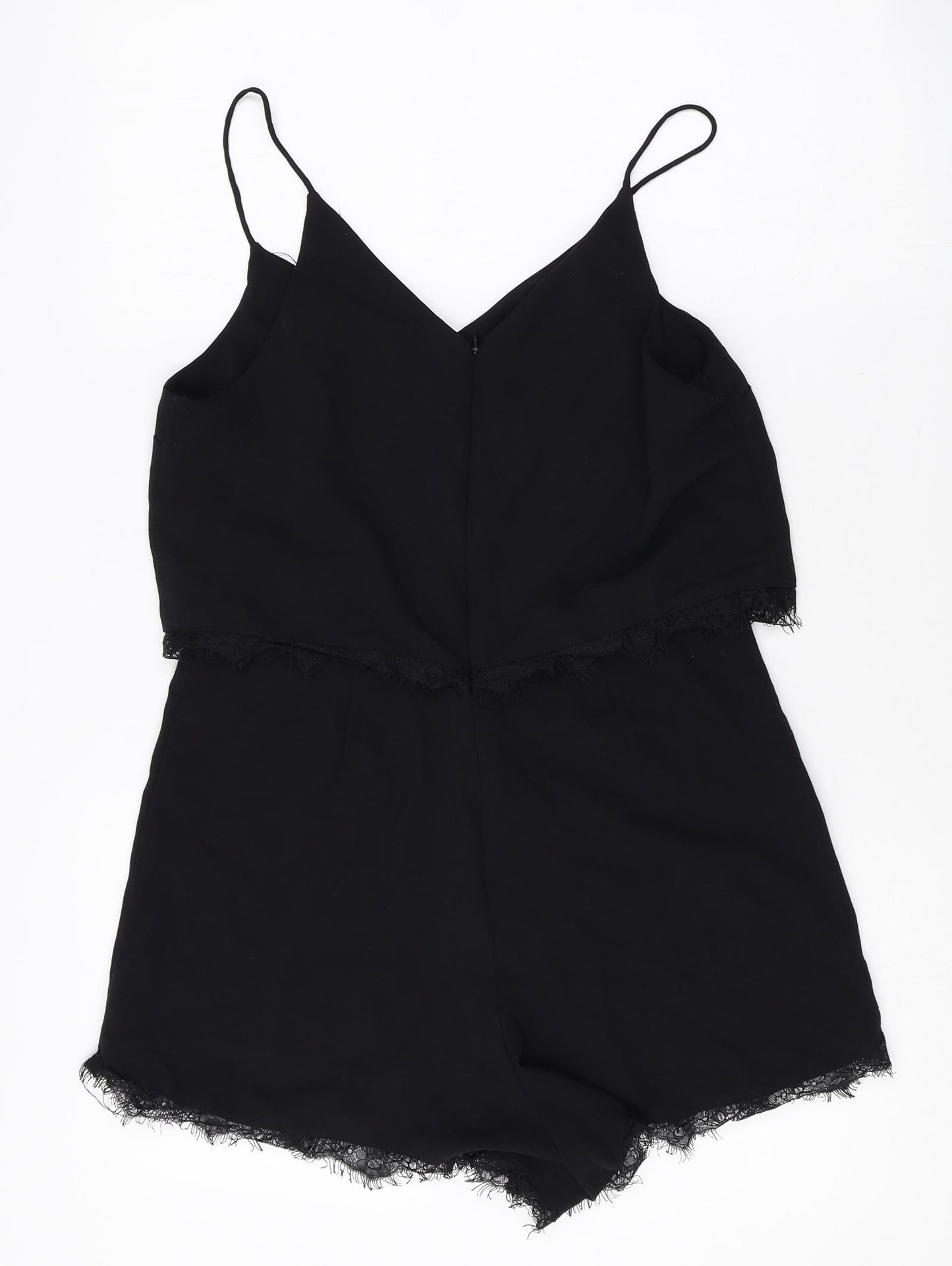Easy Wear Womens Black Polyester Playsuit One-Piece Size 38 Zip