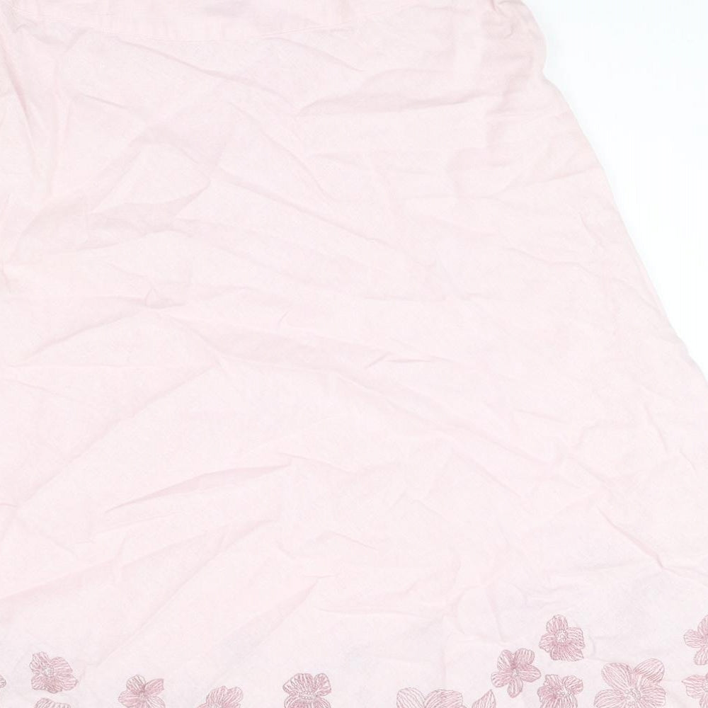 F&F Womens Pink Floral Linen Swing Skirt Size 8 Zip