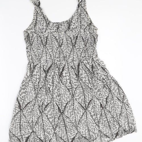 Lavand Womens Grey Geometric 100% Cotton A-Line Size L Scoop Neck Pullover