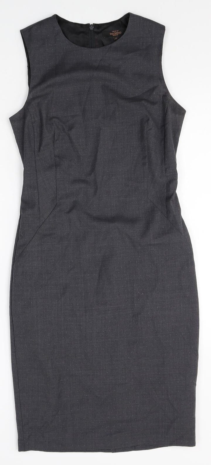 NEXT Womens Grey Wool Pencil Dress Size 6 Round Neck Zip