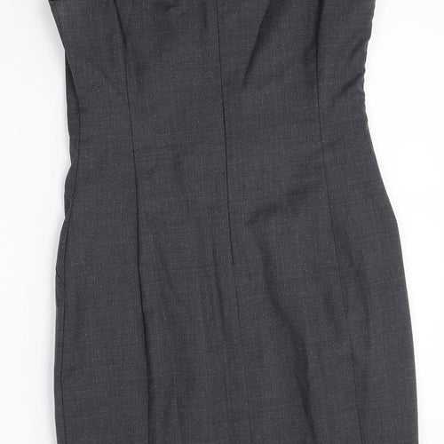 NEXT Womens Grey Wool Pencil Dress Size 6 Round Neck Zip