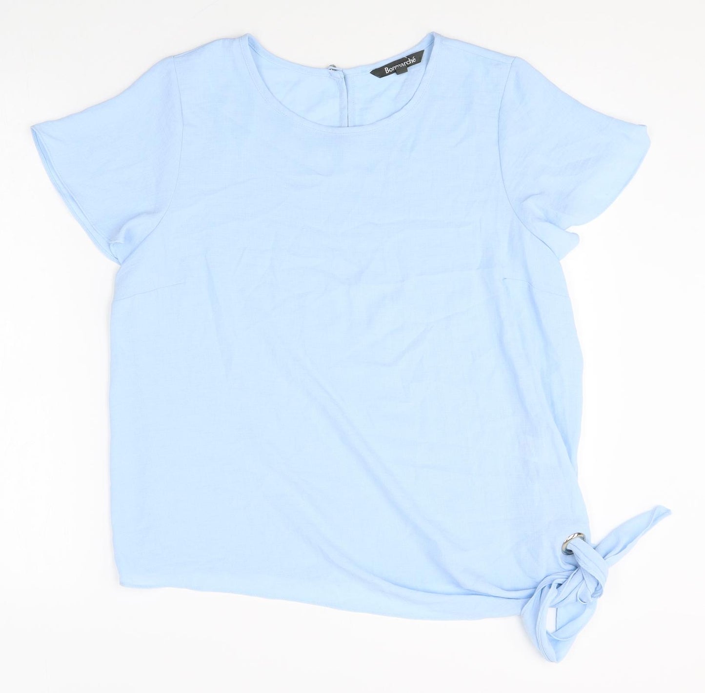 Bonmarche Womens Blue Polyester Basic T-Shirt Size 14 Round Neck