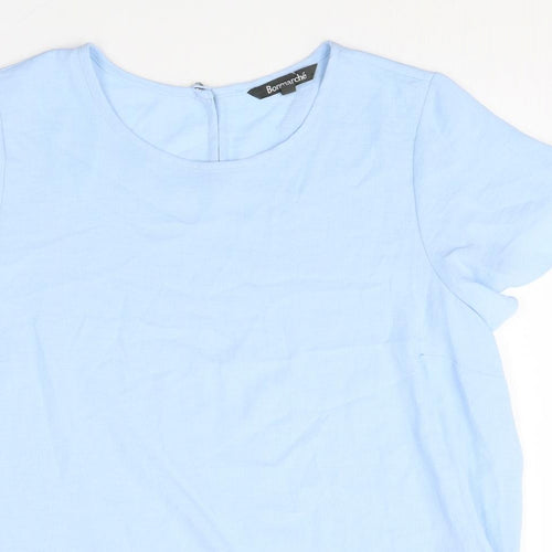 Bonmarche Womens Blue Polyester Basic T-Shirt Size 14 Round Neck