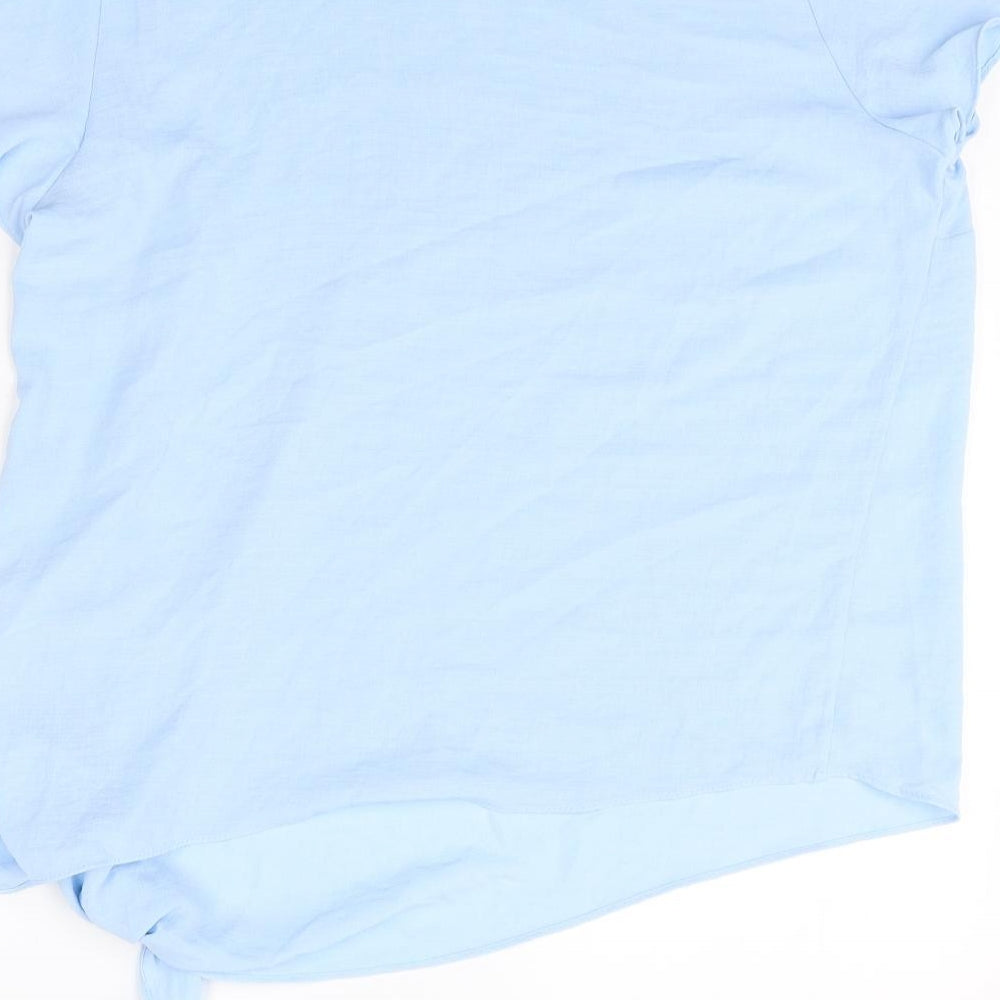 Bonmarche Womens Blue Polyester Basic T-Shirt Size 14 Round Neck