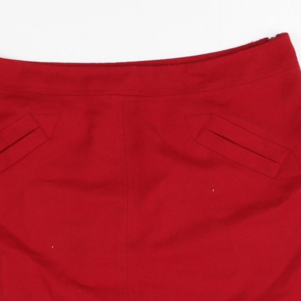 M&Co Womens Red Polyester Straight & Pencil Skirt Size 10 Zip