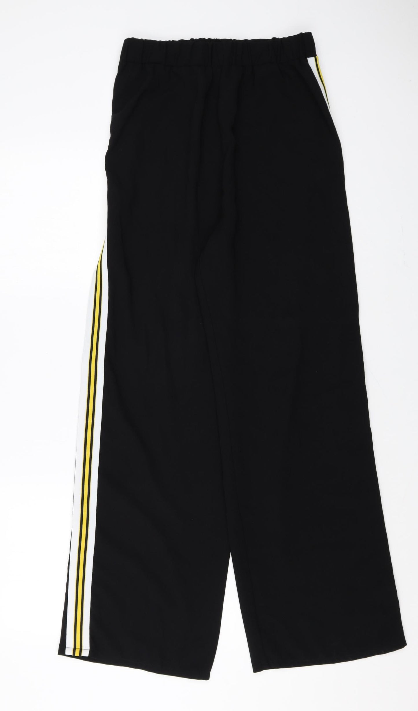 ASOS Womens Black Striped Polyester Trousers Size 10 Regular