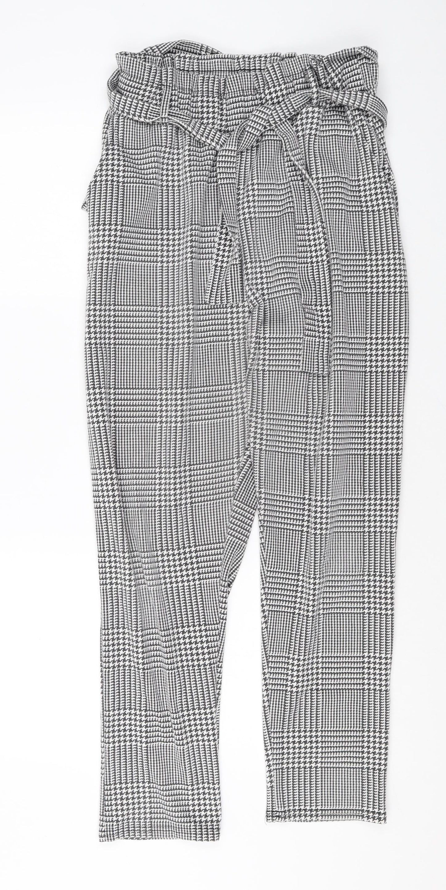 Spotted Womens Multicoloured Plaid Polyester Capri Trousers Size S Regular Tie
