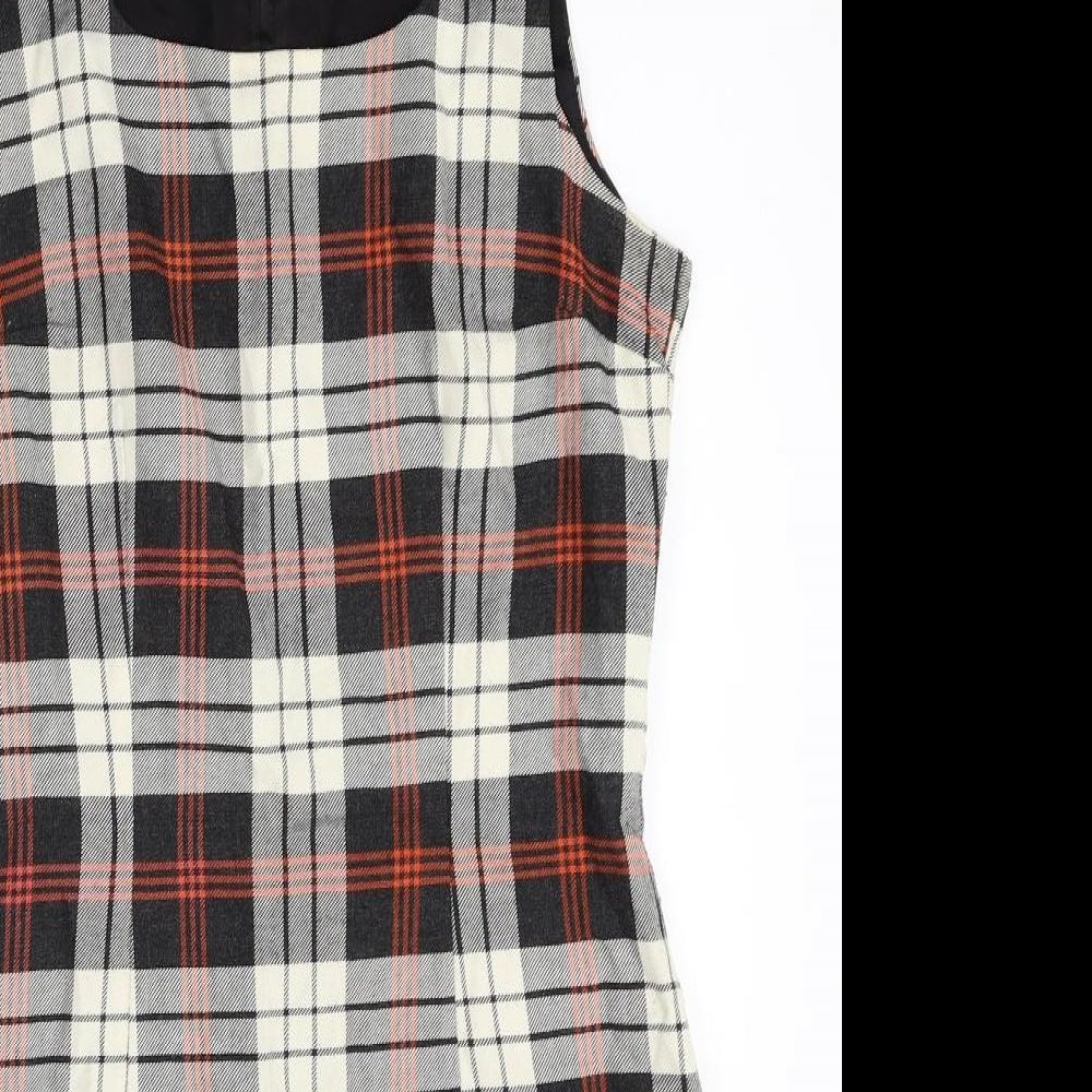 Promod Womens Multicoloured Plaid Polyester Pencil Dress Size 10 Square Neck Zip