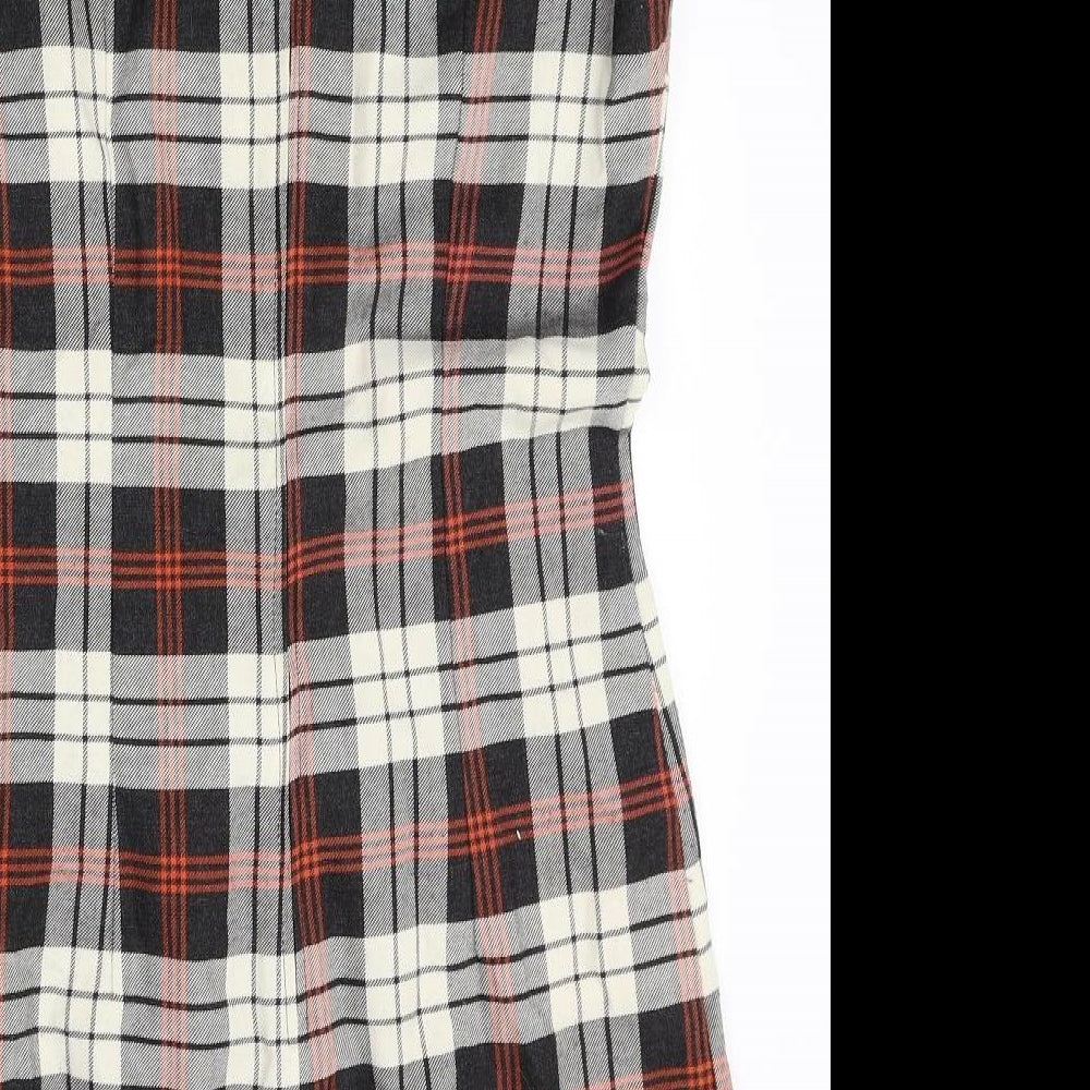 Promod Womens Multicoloured Plaid Polyester Pencil Dress Size 10 Square Neck Zip