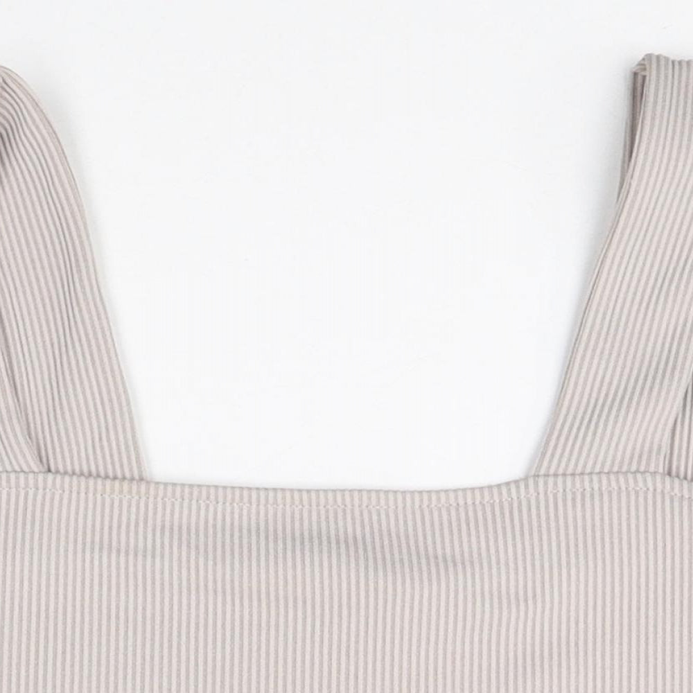 Divided by H&M Womens Beige Polyester Cropped Tank Size M Square Neck