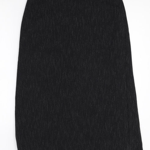 Preworn Womens Black Polyester Straight & Pencil Skirt Size 12 Zip