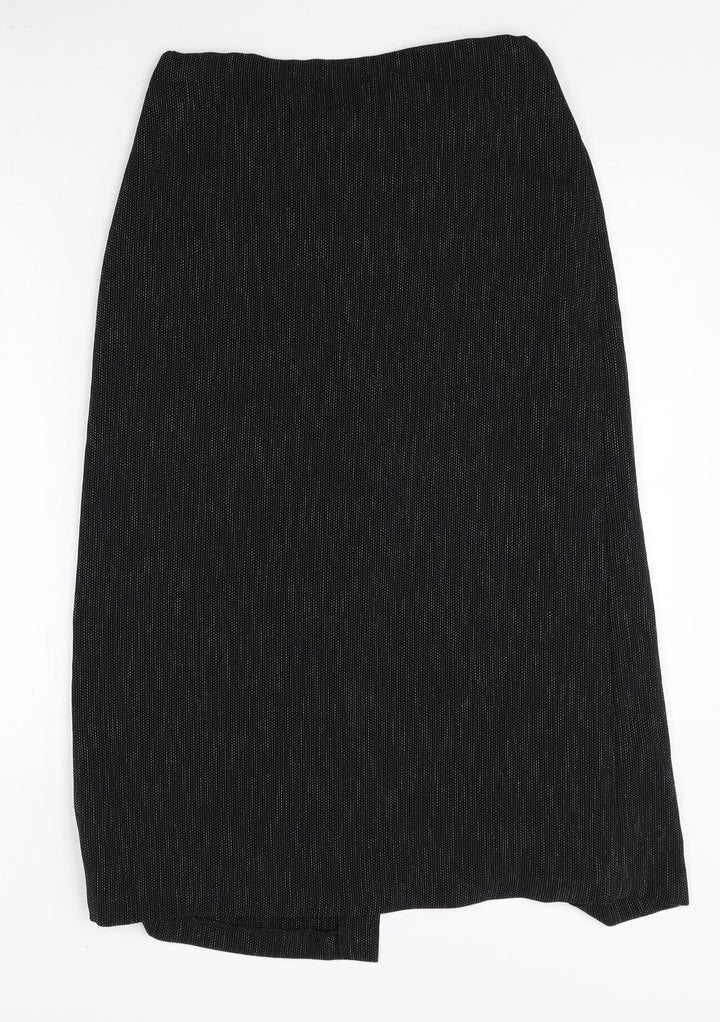Preworn Womens Black Polyester Straight & Pencil Skirt Size 12 Zip