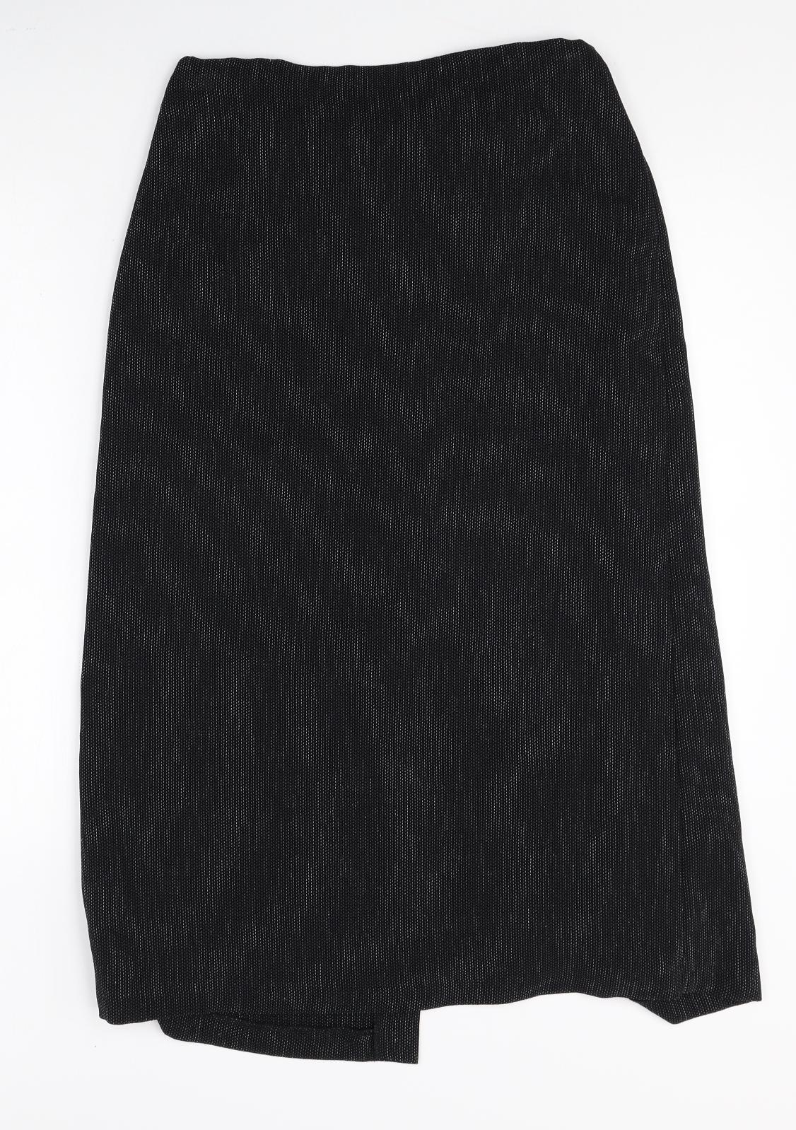 Preworn Womens Black Polyester Straight & Pencil Skirt Size 12 Zip