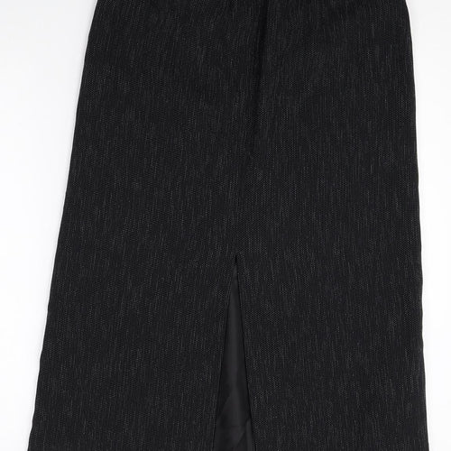 Preworn Womens Black Polyester Straight & Pencil Skirt Size 12 Zip