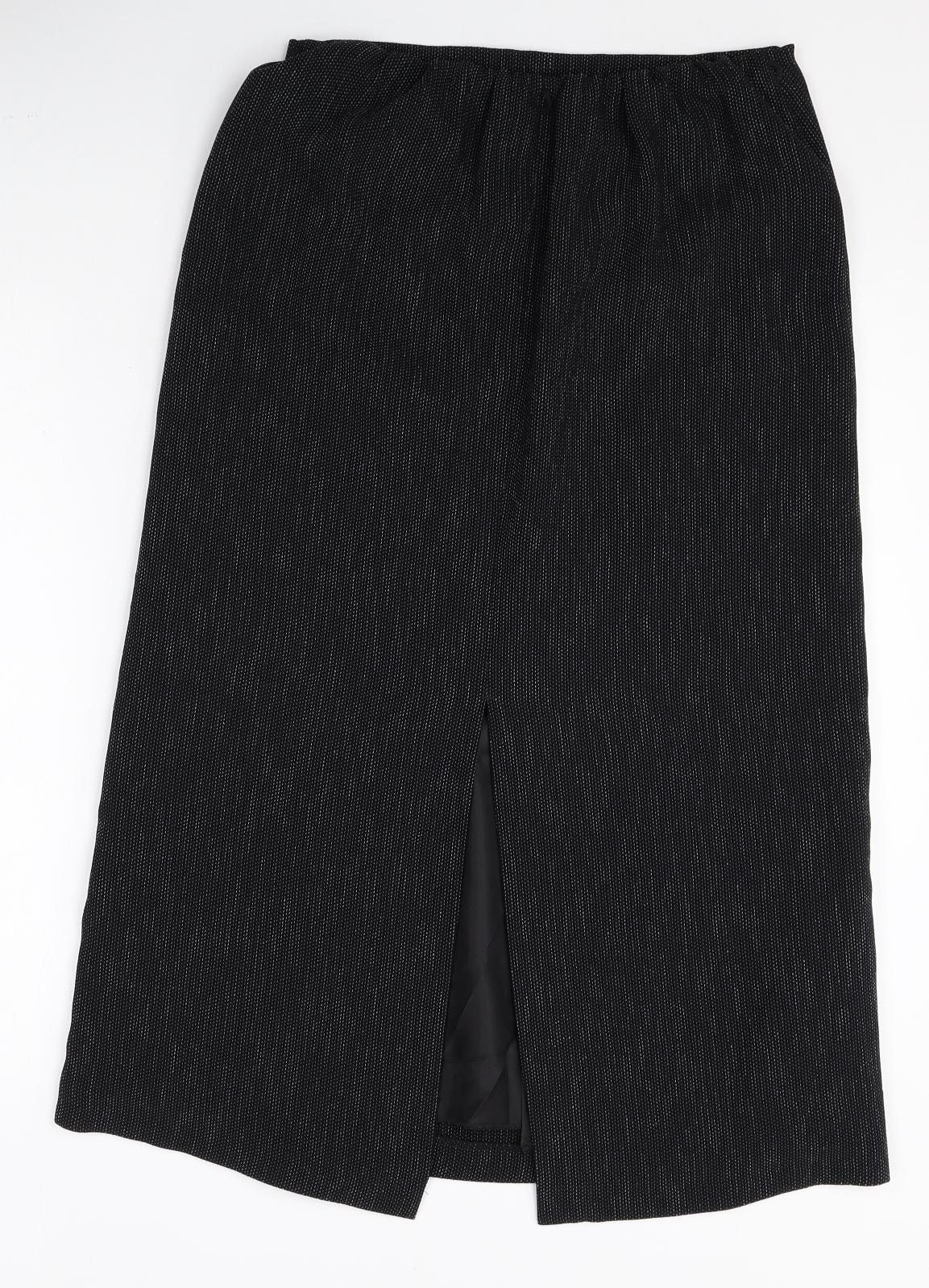 Preworn Womens Black Polyester Straight & Pencil Skirt Size 12 Zip