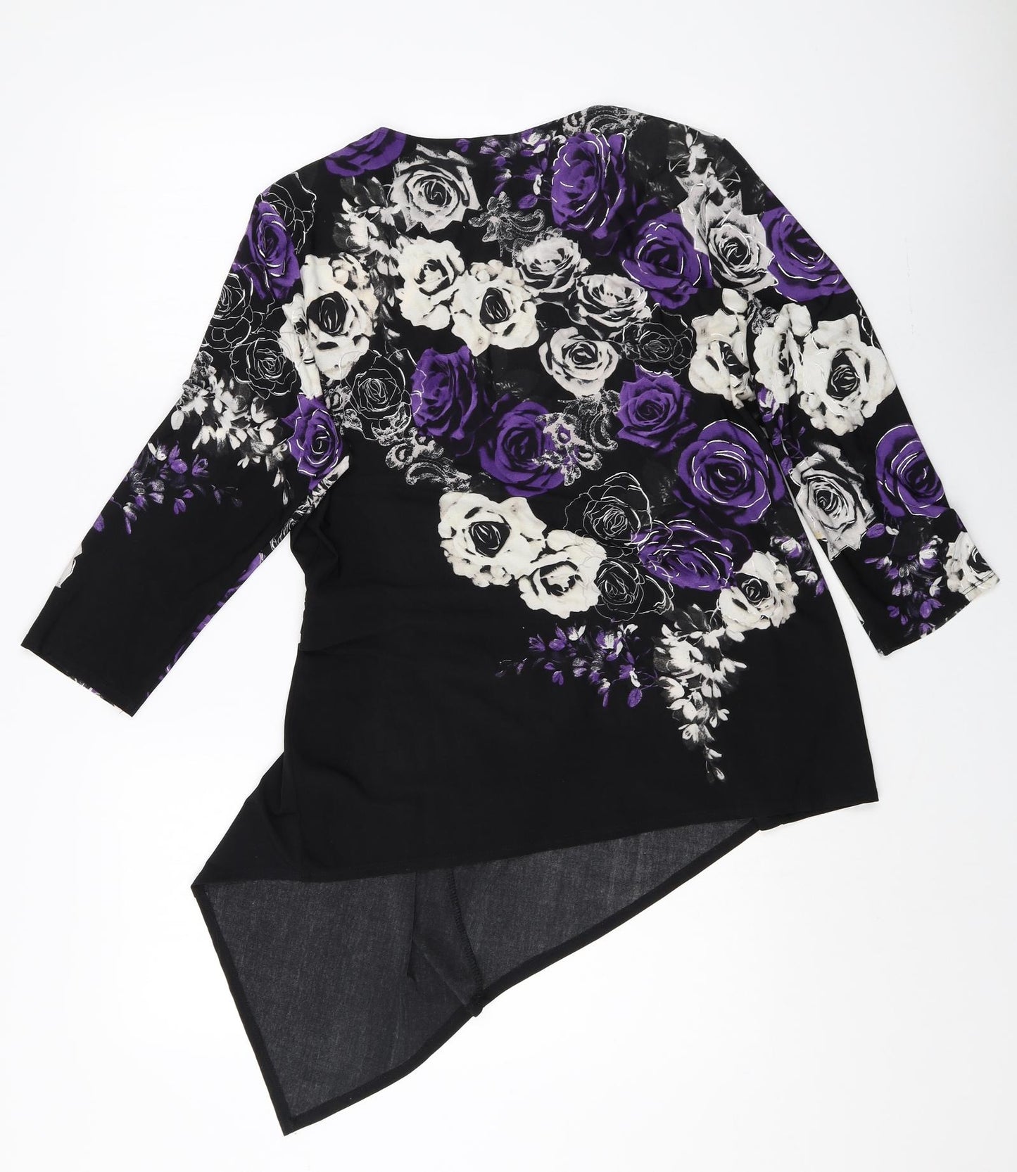 David Emanuel Womens Multicoloured Floral Polyester Basic Blouse Size 16 Boat Neck
