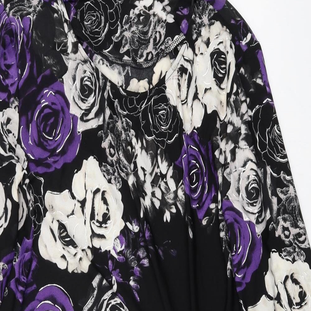David Emanuel Womens Multicoloured Floral Polyester Basic Blouse Size 16 Boat Neck