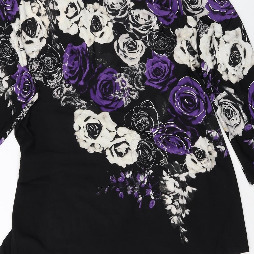 David Emanuel Womens Multicoloured Floral Polyester Basic Blouse Size 16 Boat Neck