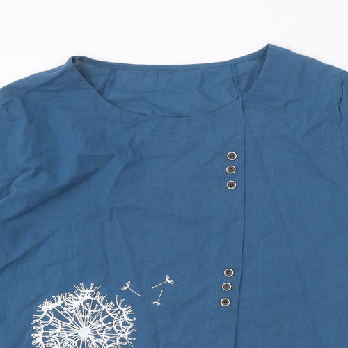 Preworn Womens Blue Cotton Basic Blouse Size XL Boat Neck - Dandelion