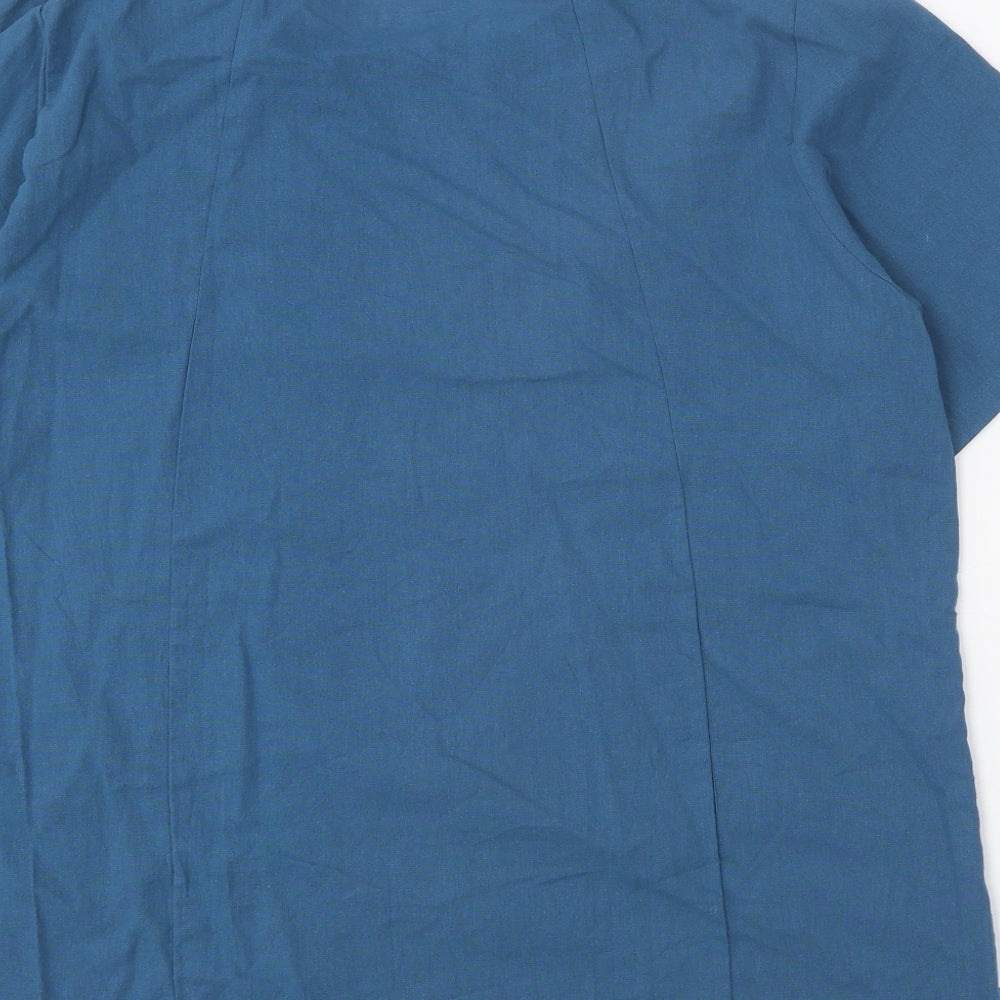 Preworn Womens Blue Cotton Basic Blouse Size XL Boat Neck - Dandelion