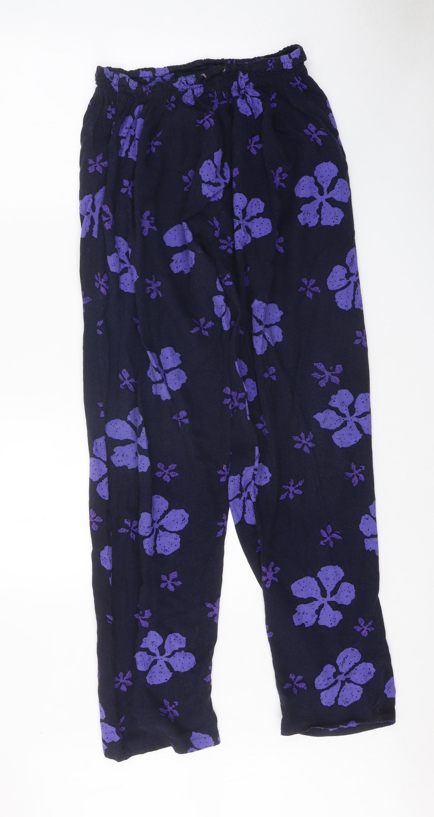Plus One Womens Black Geometric Cotton Trousers Size 24 in Regular