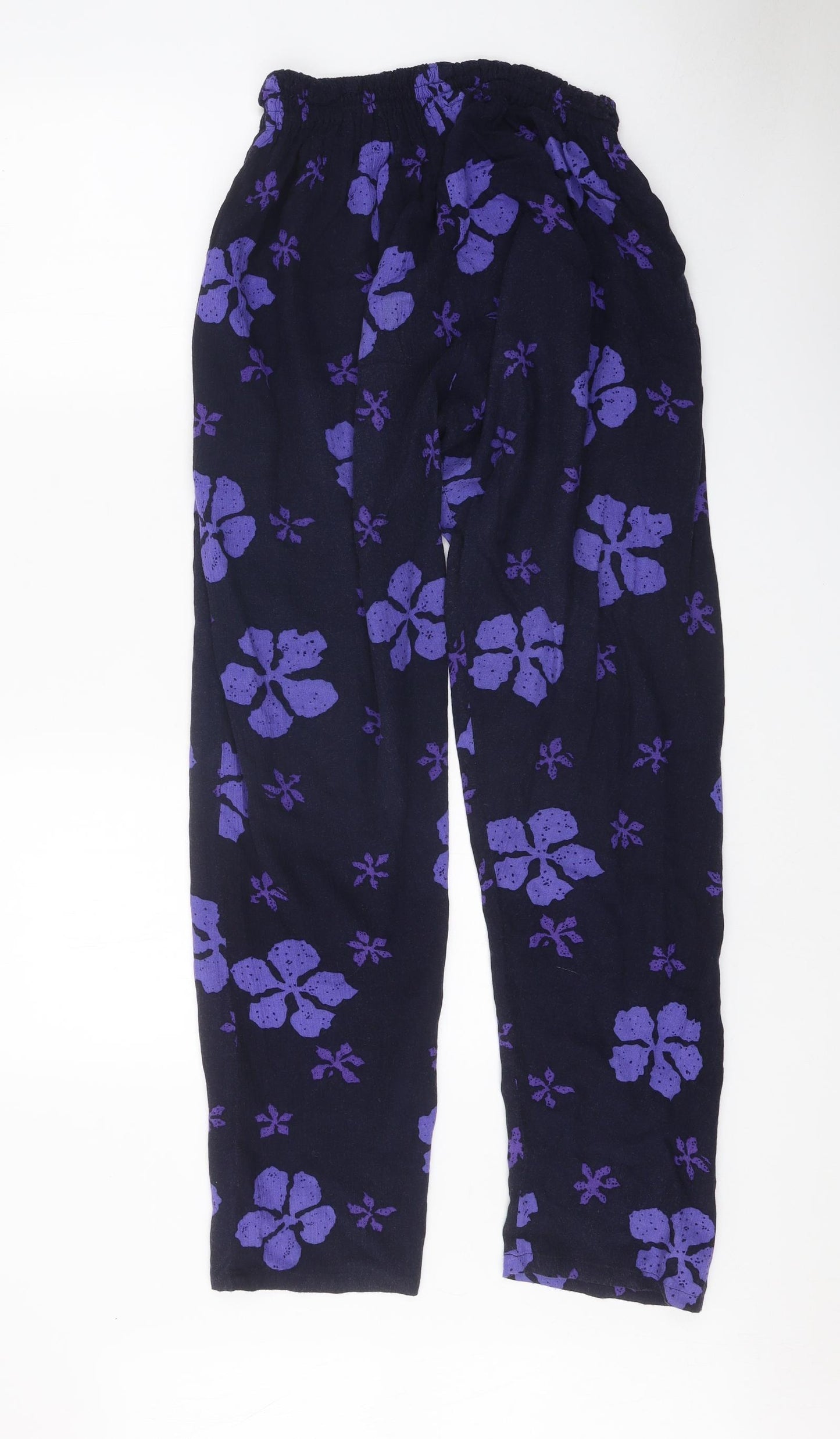 Plus One Womens Black Geometric Cotton Trousers Size 24 in Regular