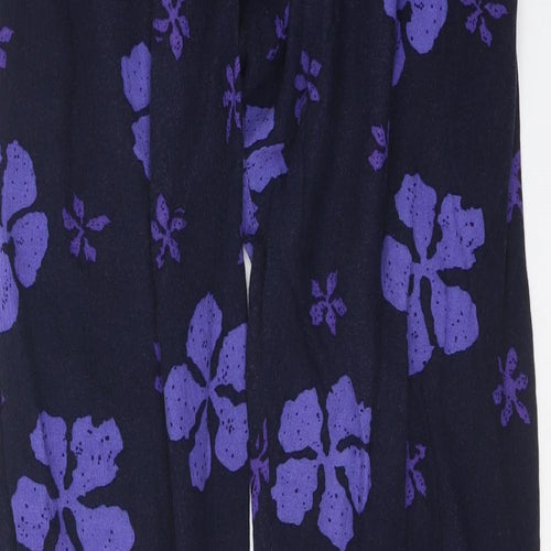 Plus One Womens Black Geometric Cotton Trousers Size 24 in Regular