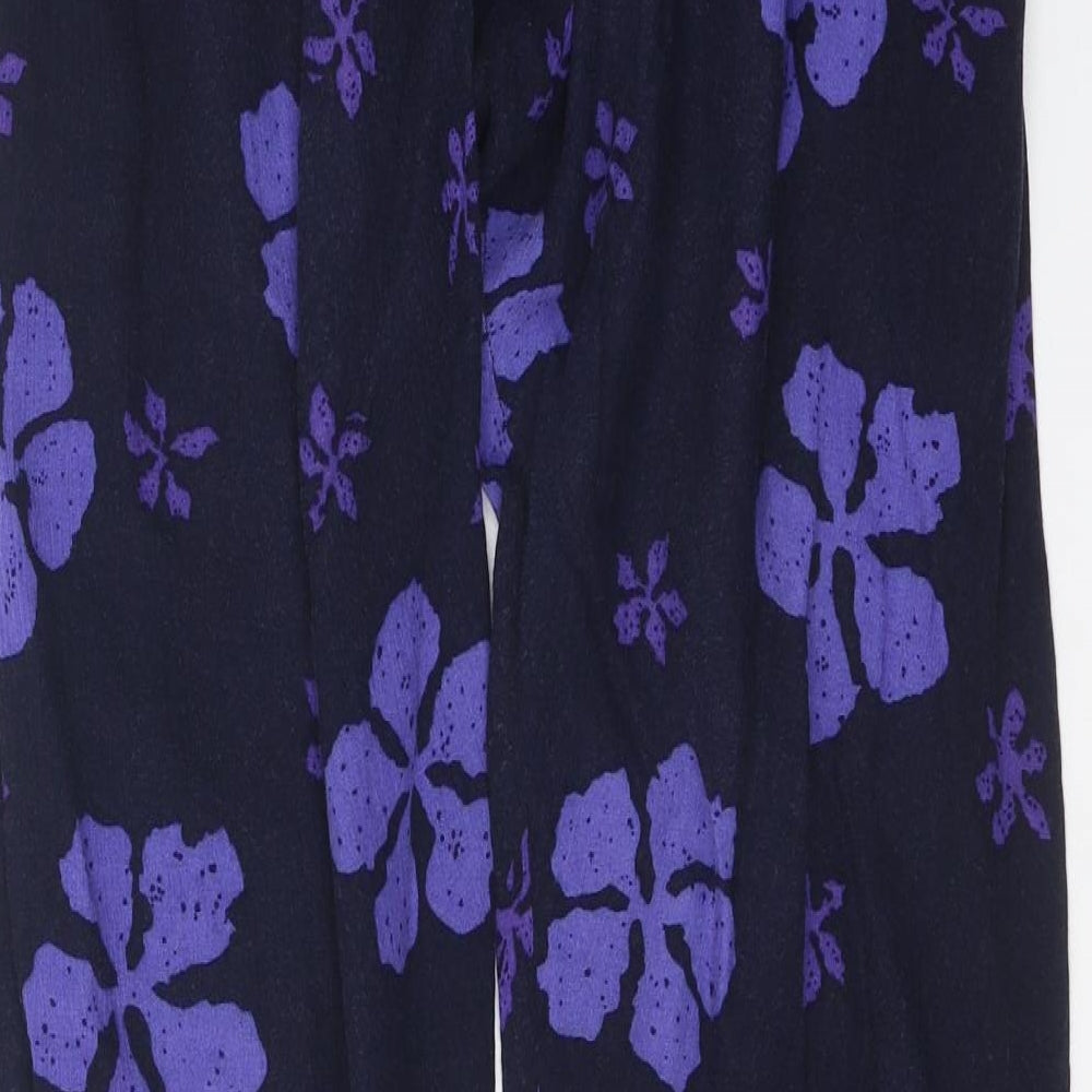 Plus One Womens Black Geometric Cotton Trousers Size 24 in Regular