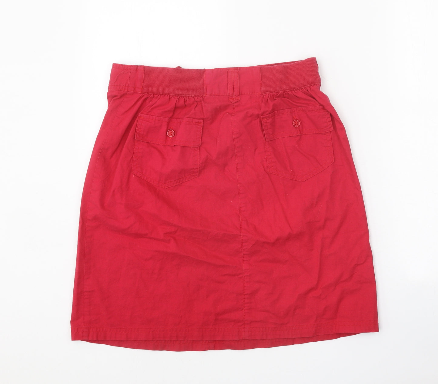 BHS Womens Pink Cotton Straight & Pencil Skirt Size 10 Button