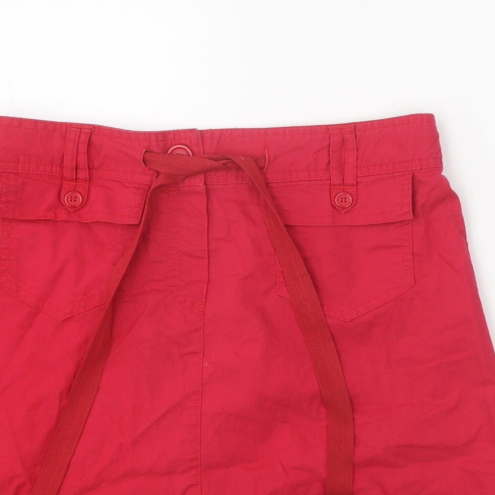 BHS Womens Pink Cotton Straight & Pencil Skirt Size 10 Button