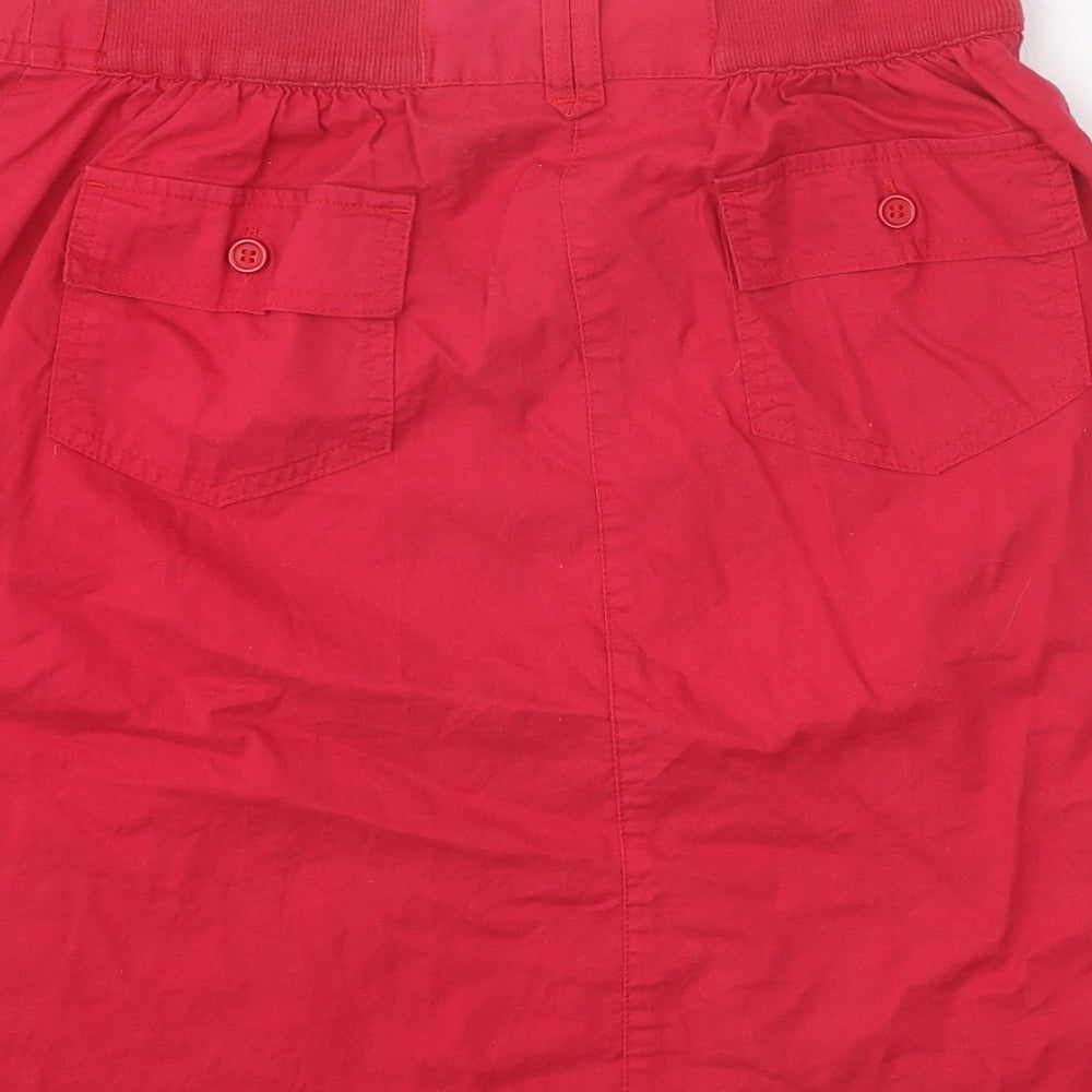 BHS Womens Pink Cotton Straight & Pencil Skirt Size 10 Button
