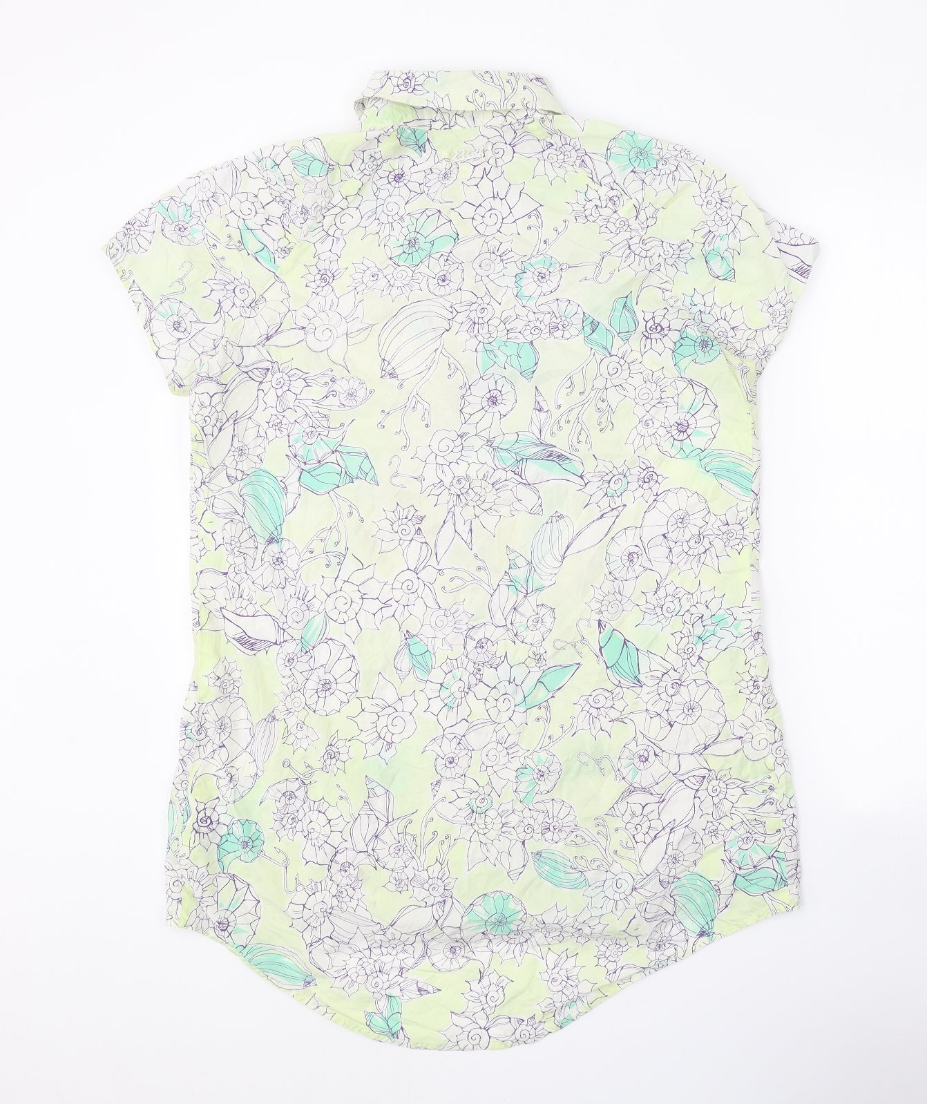 Diesel Womens Green Floral 100% Cotton Basic Button-Up Size L Collared