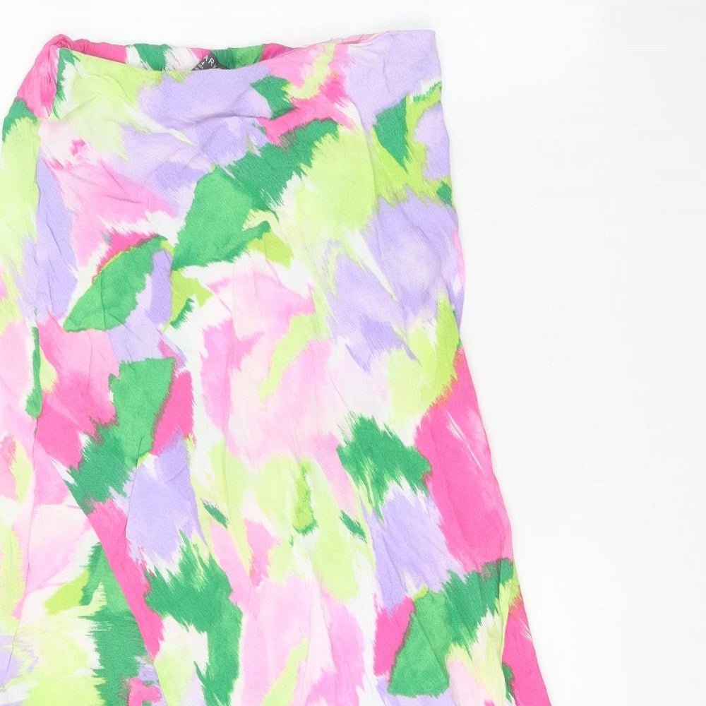 Primark Womens Multicoloured Geometric Viscose Swing Skirt Size 8