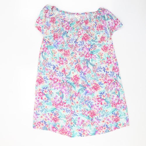 Accessorize Womens Multicoloured Floral Viscose A-Line Size XS Boat Neck Pullover