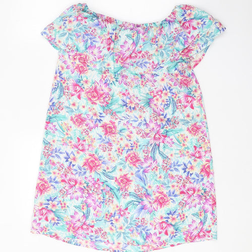 Accessorize Womens Multicoloured Floral Viscose A-Line Size XS Boat Neck Pullover