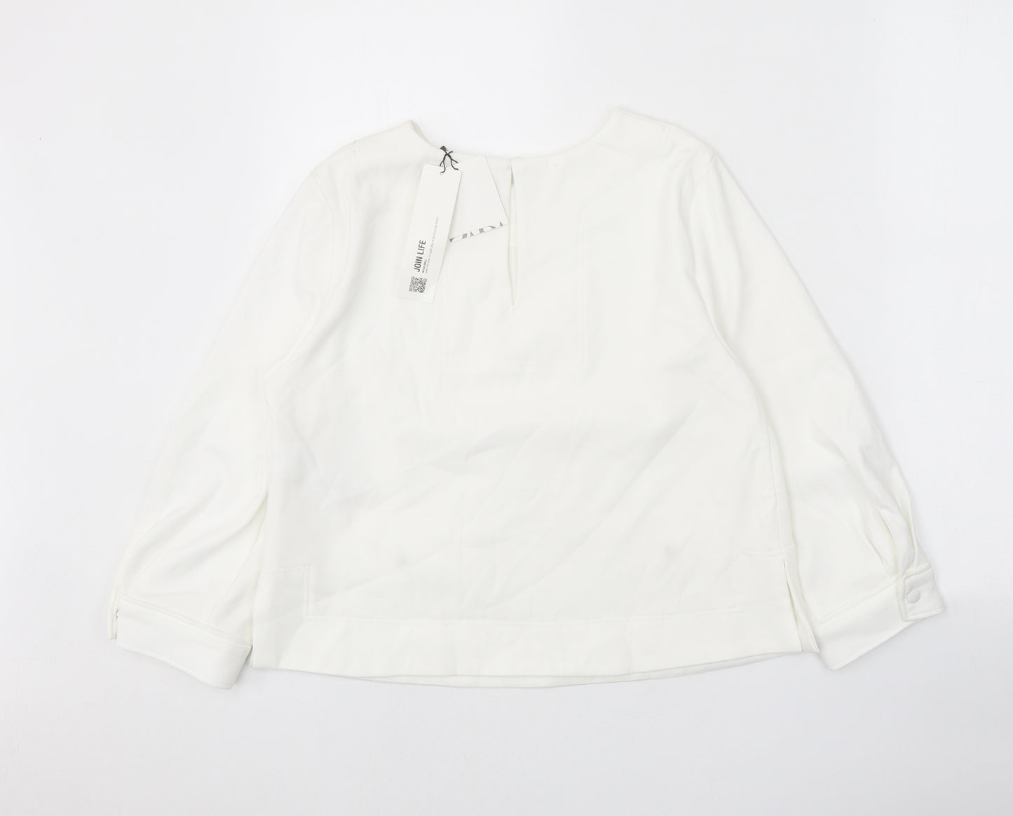 Zara Womens White Polyester Basic Blouse Size S Round Neck