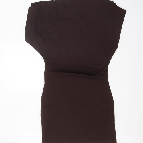 Zara Womens Brown Viscose Mini Size M Round Neck Zip