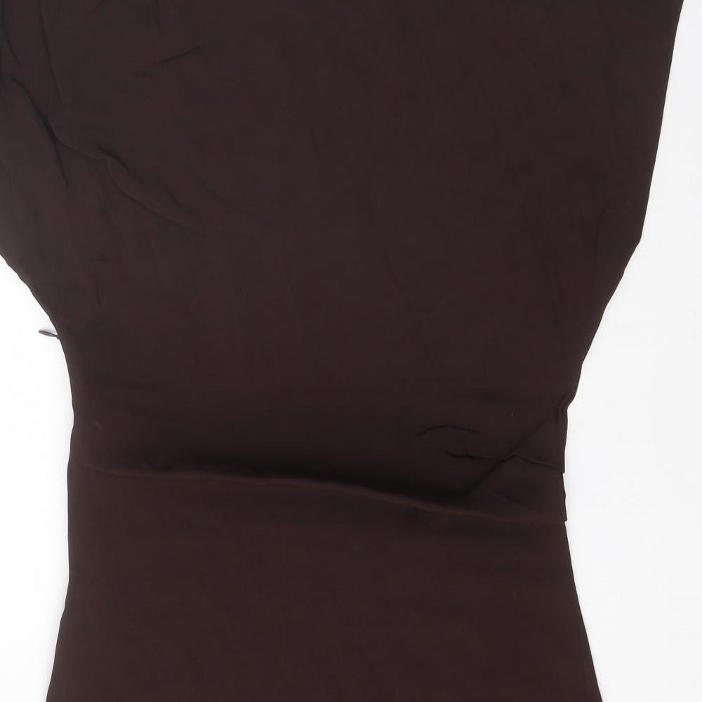 Zara Womens Brown Viscose Mini Size M Round Neck Zip