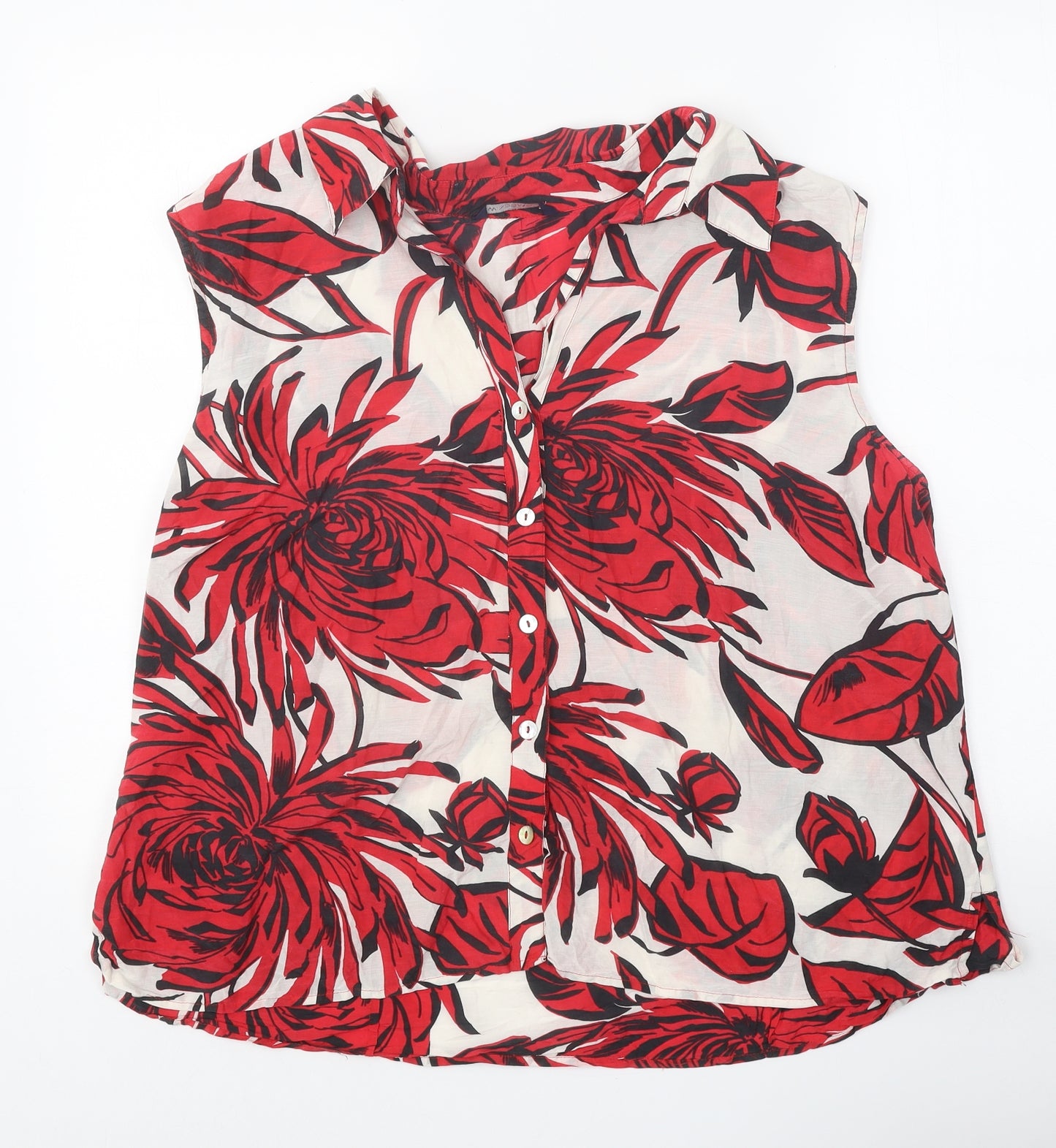 Windsmoor Womens Red Floral Cotton Basic Button-Up Size 22 V-Neck