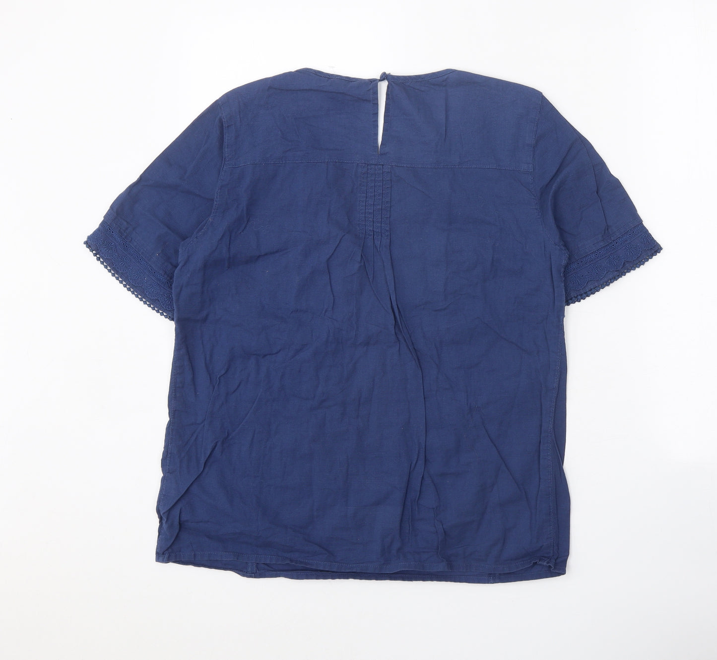 NEXT Womens Blue 100% Cotton Basic Blouse Size 6 Round Neck
