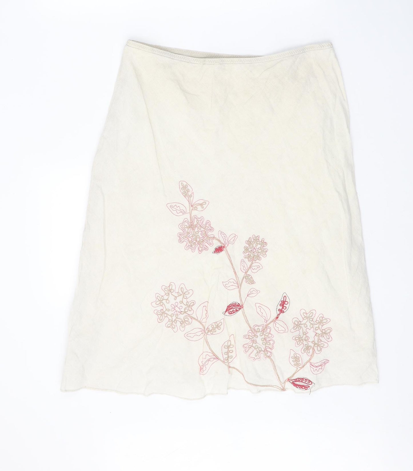 Blooming Marvellous Womens White Floral Polyester Swing Skirt Size 10