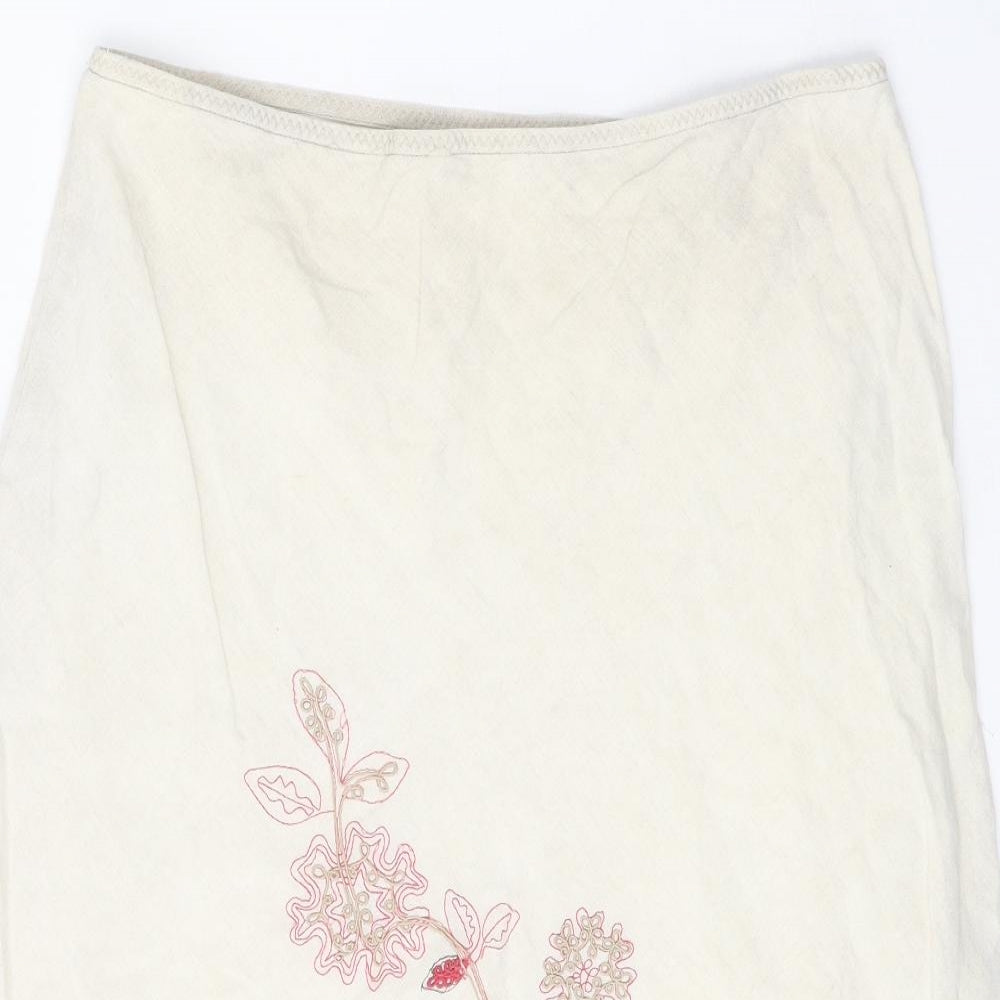 Blooming Marvellous Womens White Floral Polyester Swing Skirt Size 10