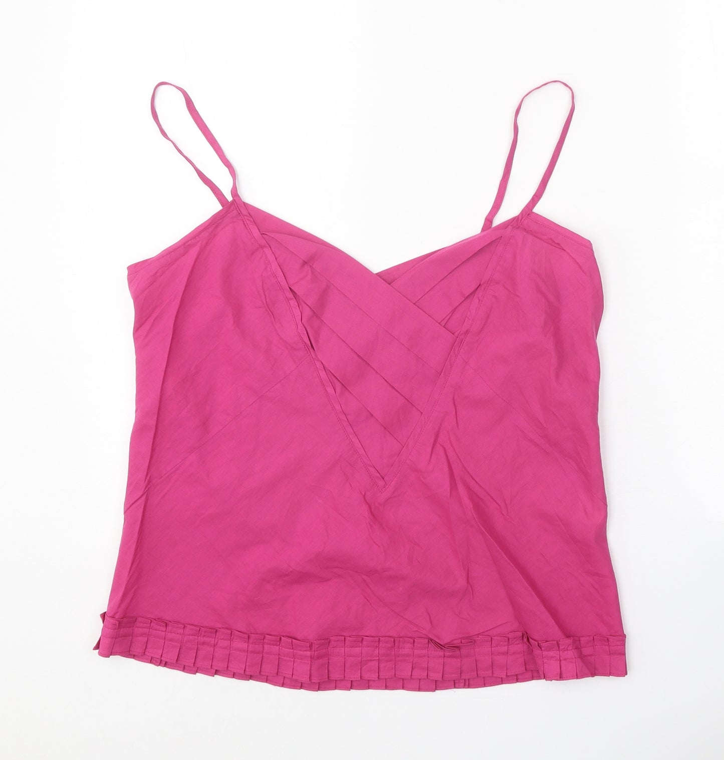 Reiss Womens Pink 100% Cotton Basic Tank Size 14 V-Neck