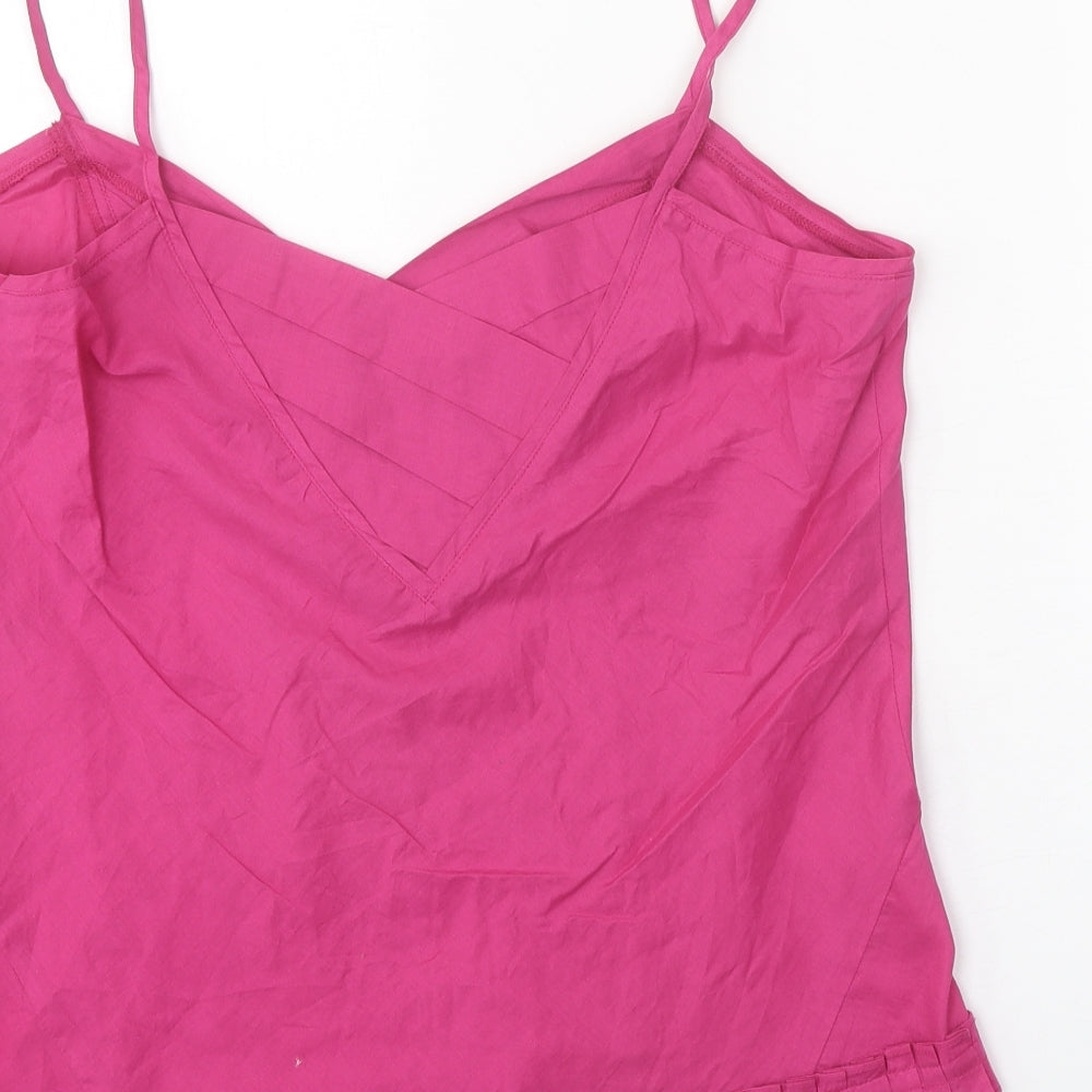 Reiss Womens Pink 100% Cotton Basic Tank Size 14 V-Neck