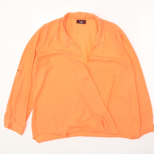 Wallis Womens Orange Polyester Wrap Blouse Size M Collared - Faux Wrap