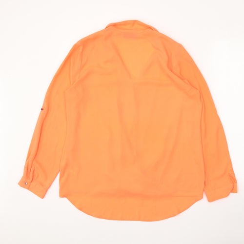 Wallis Womens Orange Polyester Wrap Blouse Size M Collared - Faux Wrap