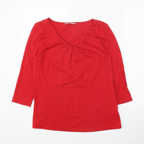 George Womens Red Viscose Basic Blouse Size 10 V-Neck