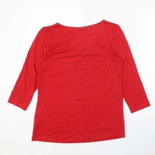 George Womens Red Viscose Basic Blouse Size 10 V-Neck