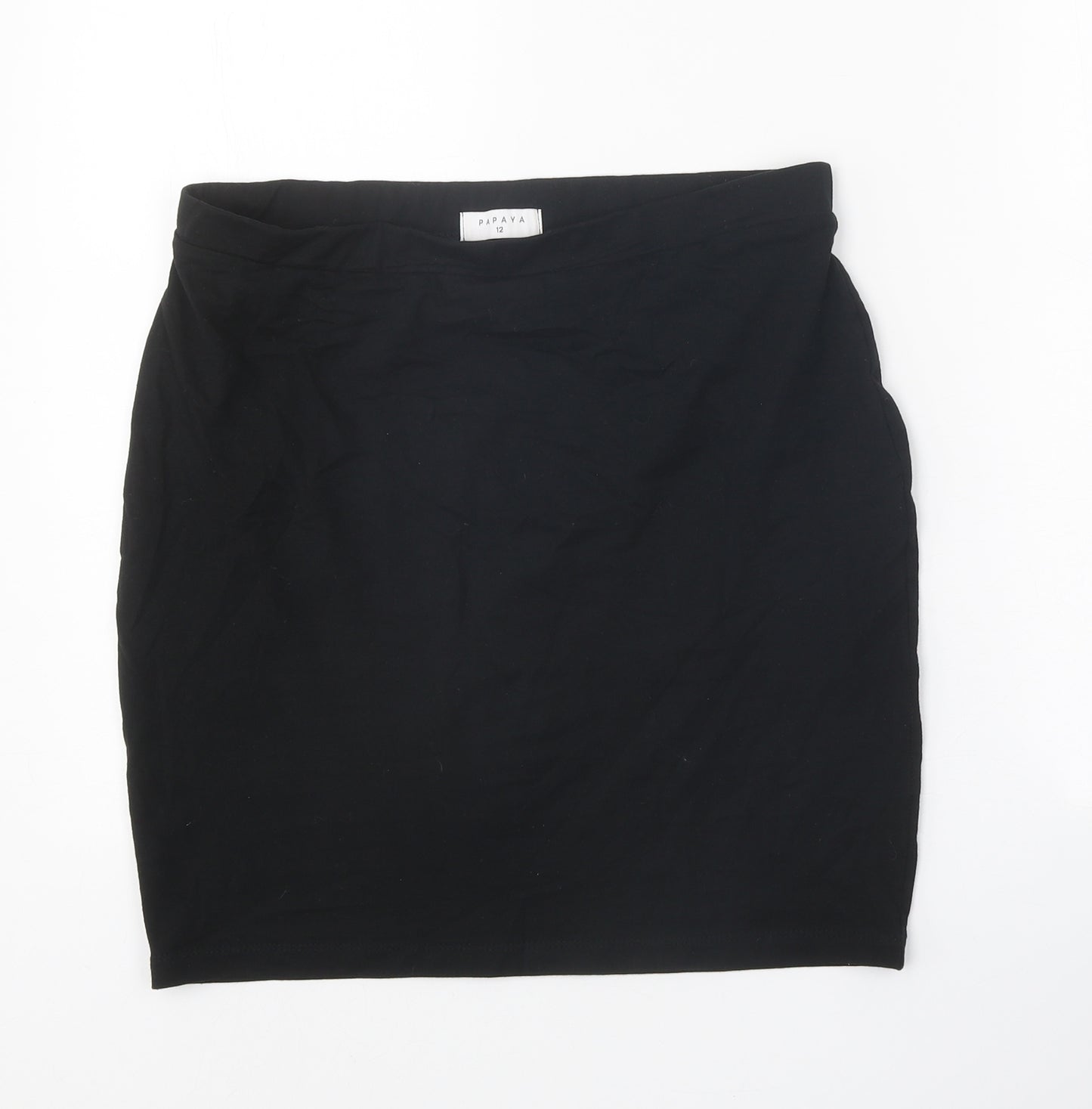 Papaya Womens Black Cotton Bandage Skirt Size 12